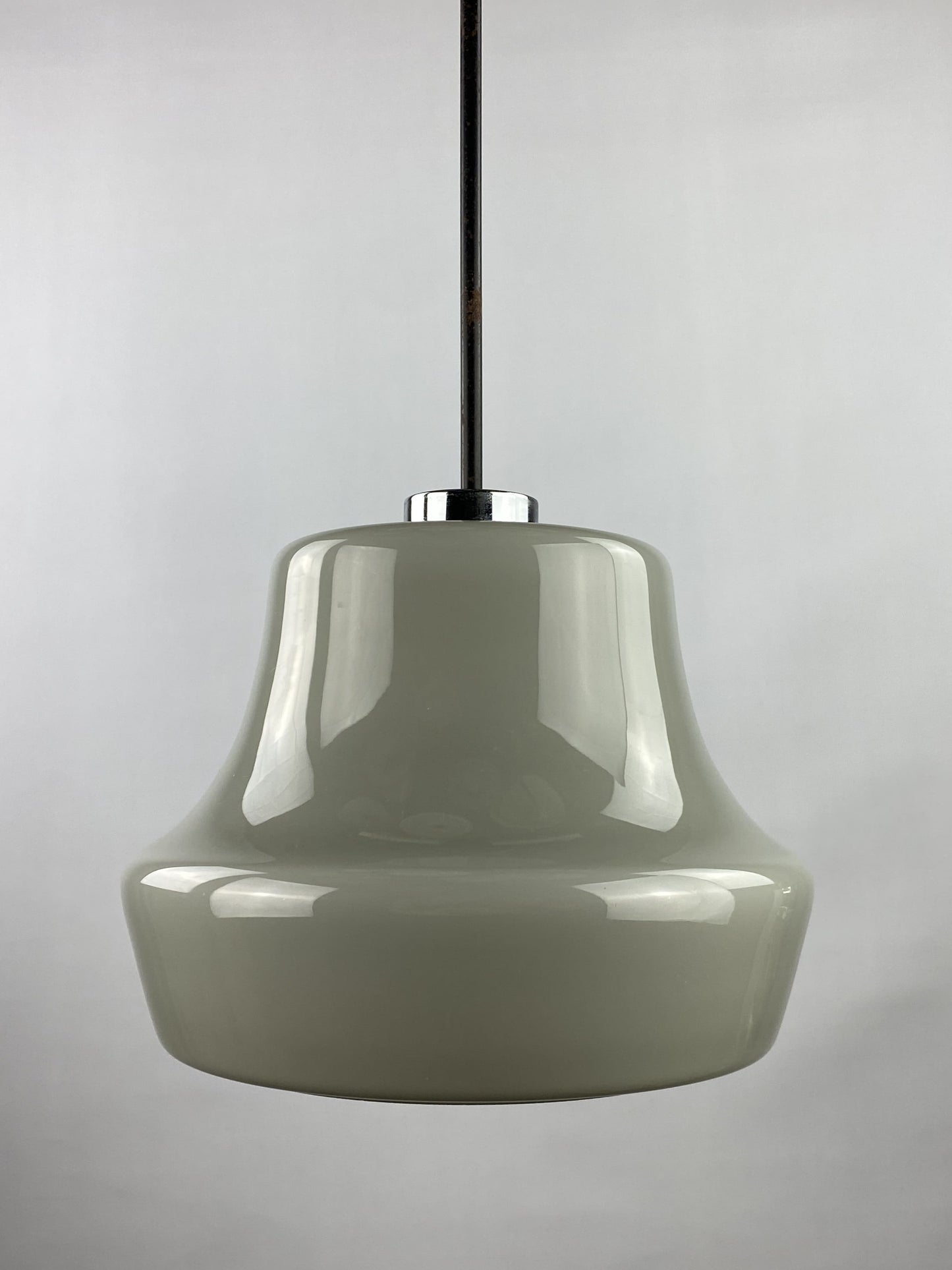 Grey opaline glass pendant light by Glasfabriek De Rupel 1970