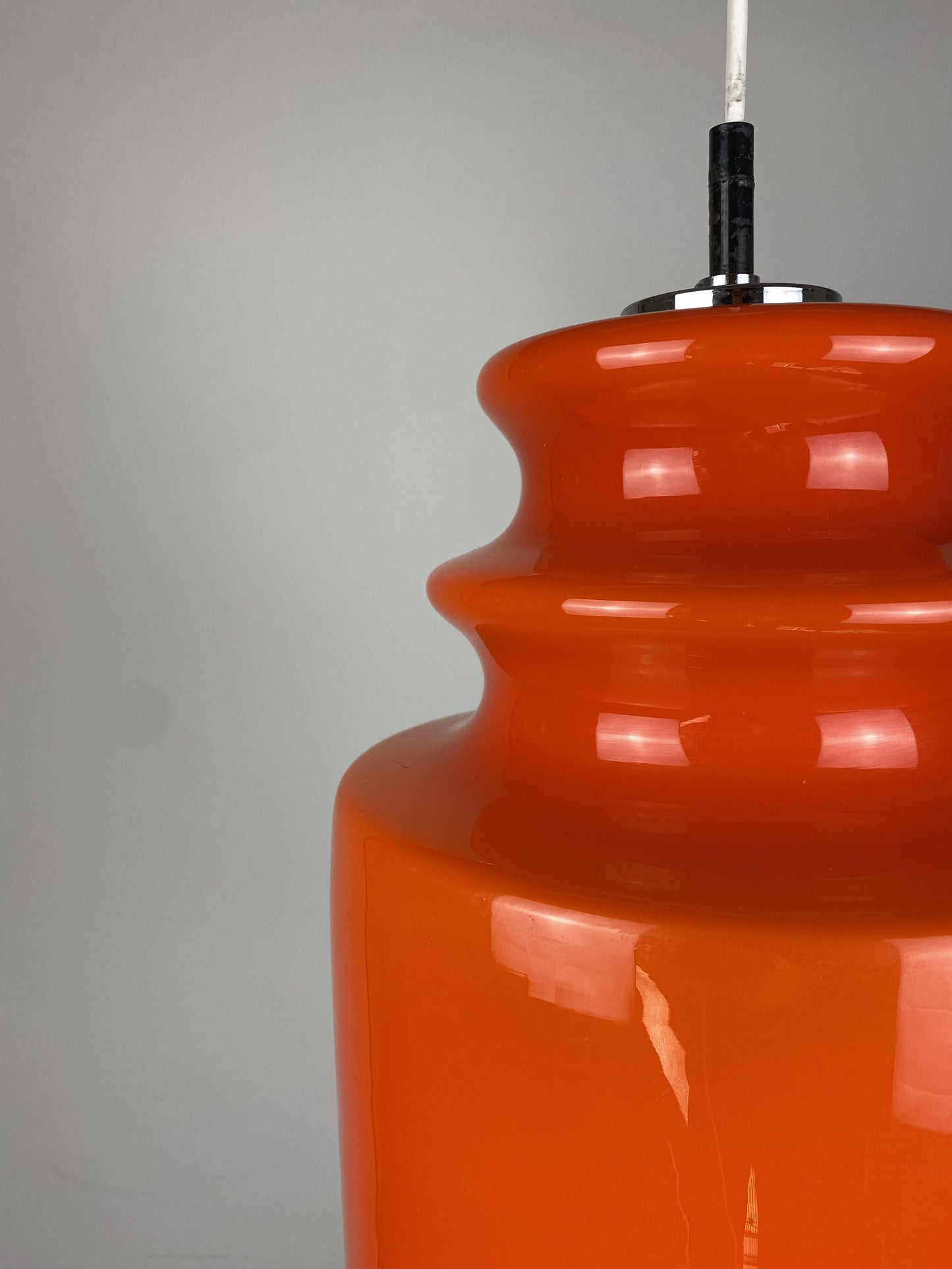 Vintage Orange glass pendant light by Peill and Putzler 1960