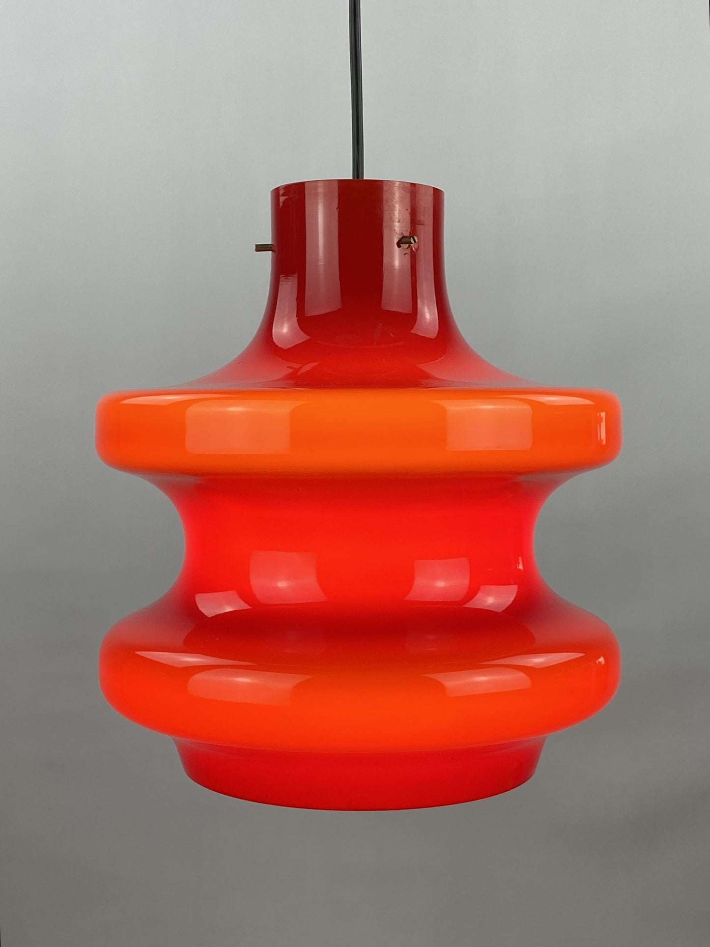 Large cherry red glass pendant light by Peill and Putzler XL 1960