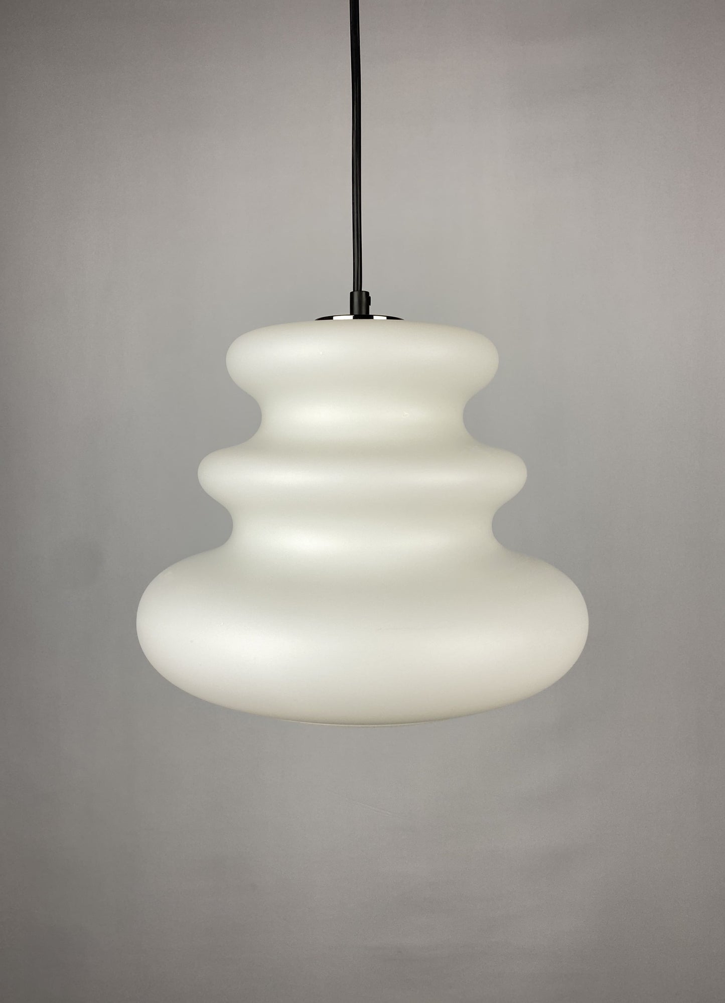 White frosted glass AH 1 pendant light by Peill and Putzler 1960