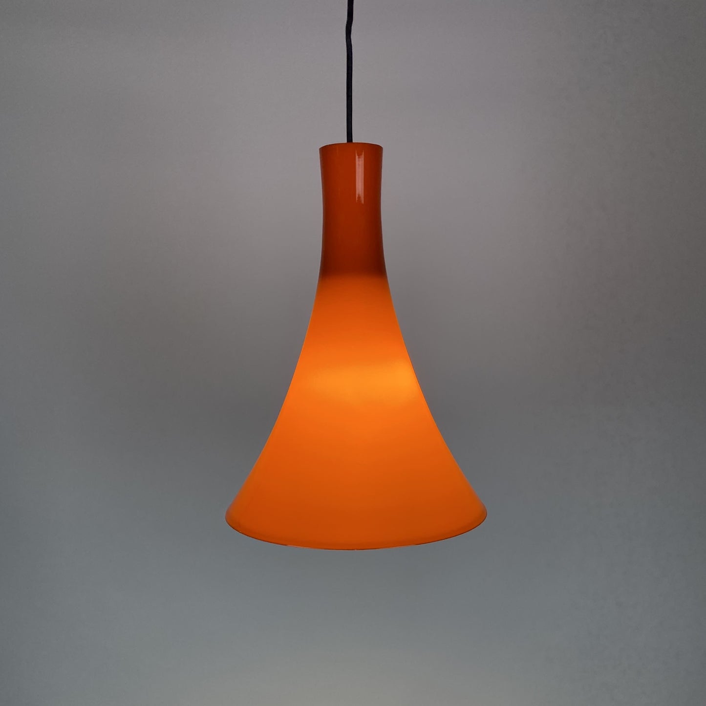 Orange glass trumpet pendant light 'Tokyo' by Wilhelm Braun-Feldweg for Peill & Putzler 1960