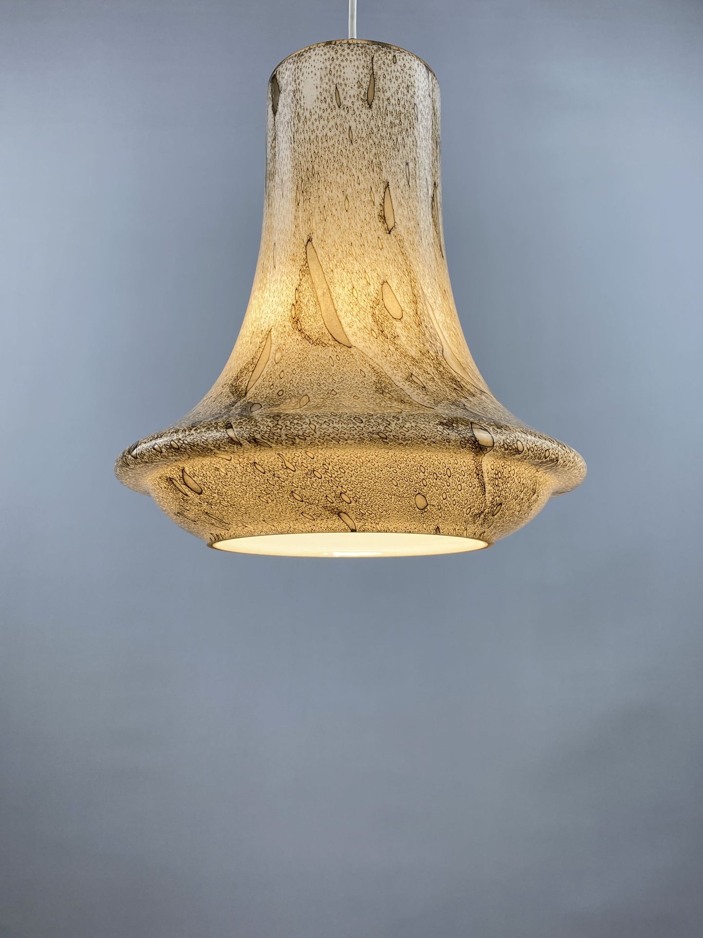 Rare snakeskin pattern glass pendant light by Viktor Berndt for Flygsfors Sweden, 1960