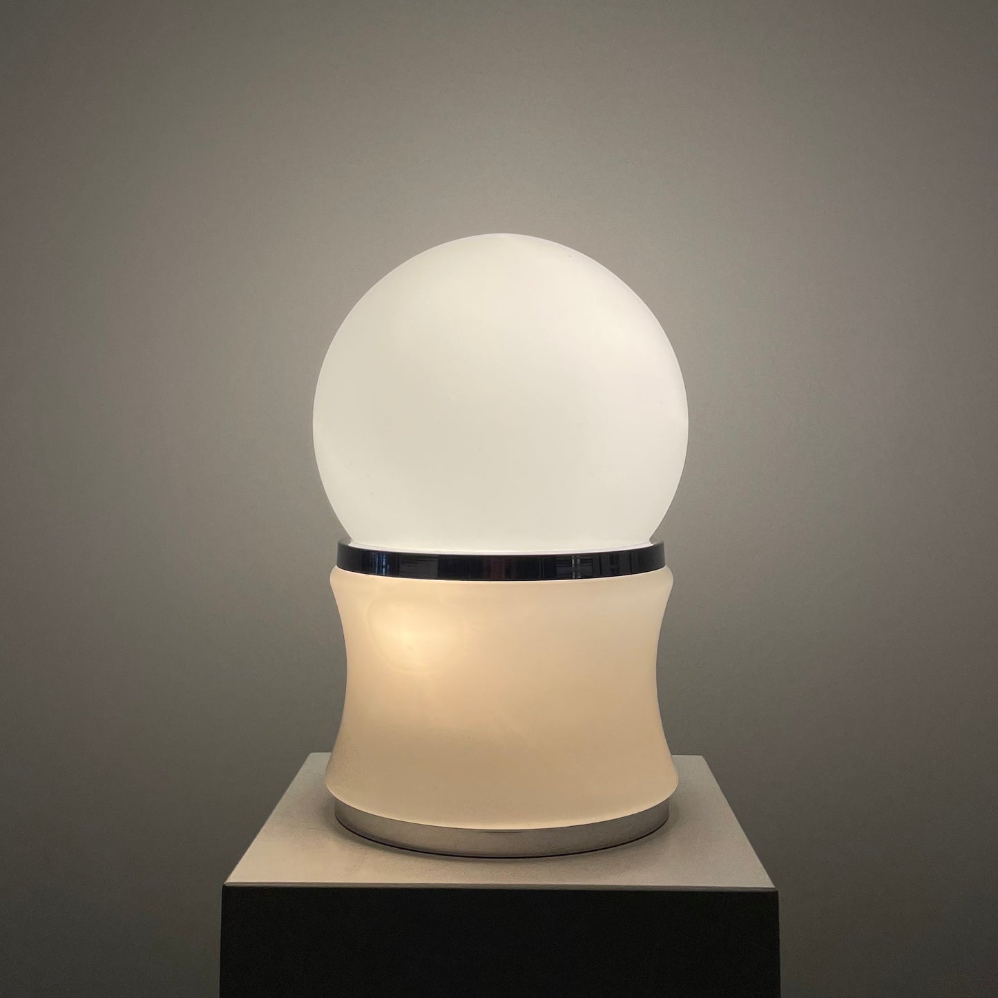 Glass and chrome table lamp by Goffredo Reggiani 1960