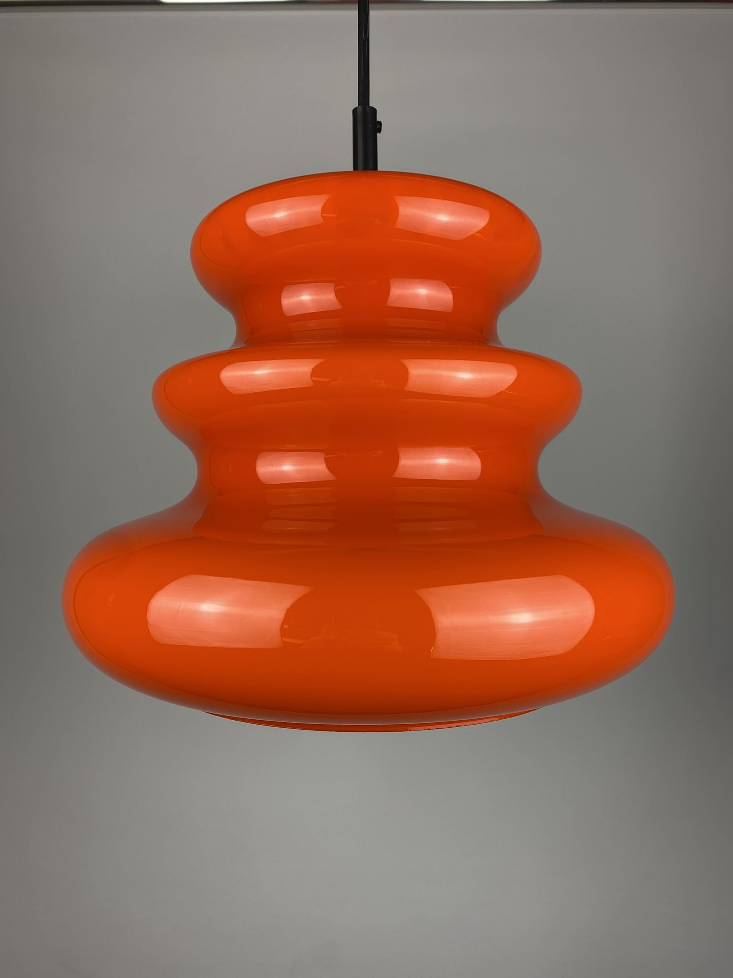 1 of 3 Bright orange glass pendant light AH 1 by Peill and Putzler 1960