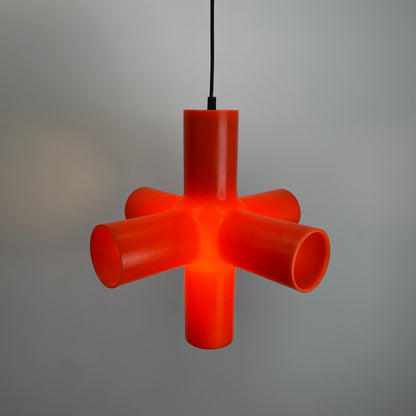 Crosslight pendant lamp
Jan Melis Ben Oostrum design
Dark lighting 2000s
orange plastic pendant lamp
award-winning modern lamp
geometric design pendant
vintage inspired modern lighting
collectible Crosslight lamp
bold statement ceiling light
Dutch designer pendant lamp