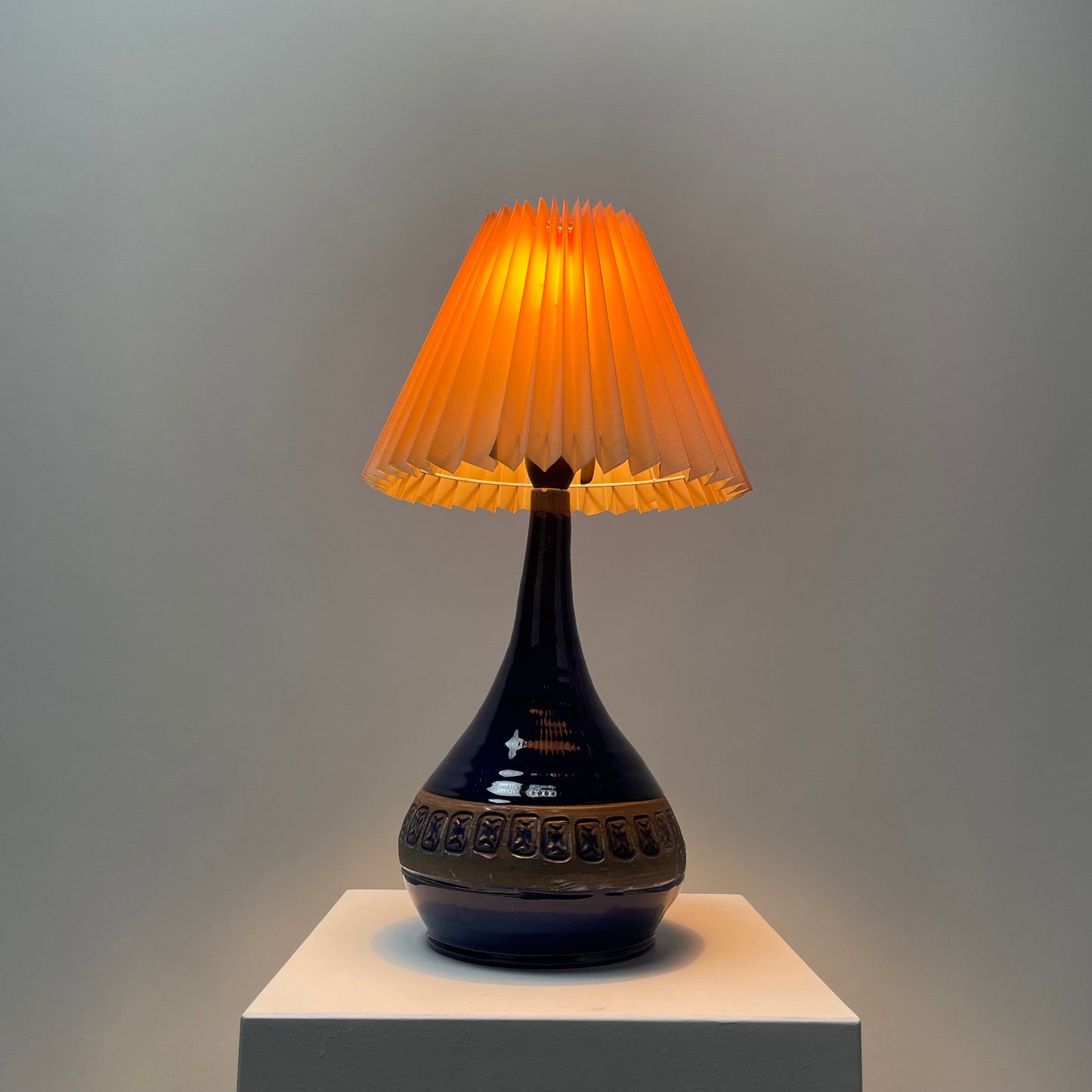 Danish blue ceramic table lamp from 1950