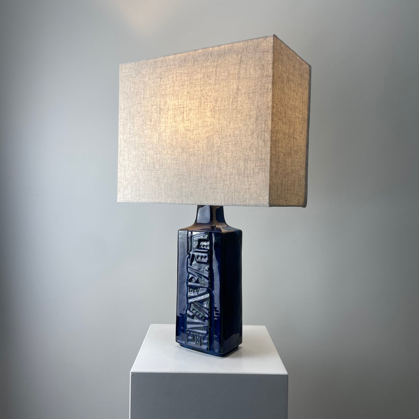 Danish blue ceramic table lamp by Désirée Stentoj, 1960