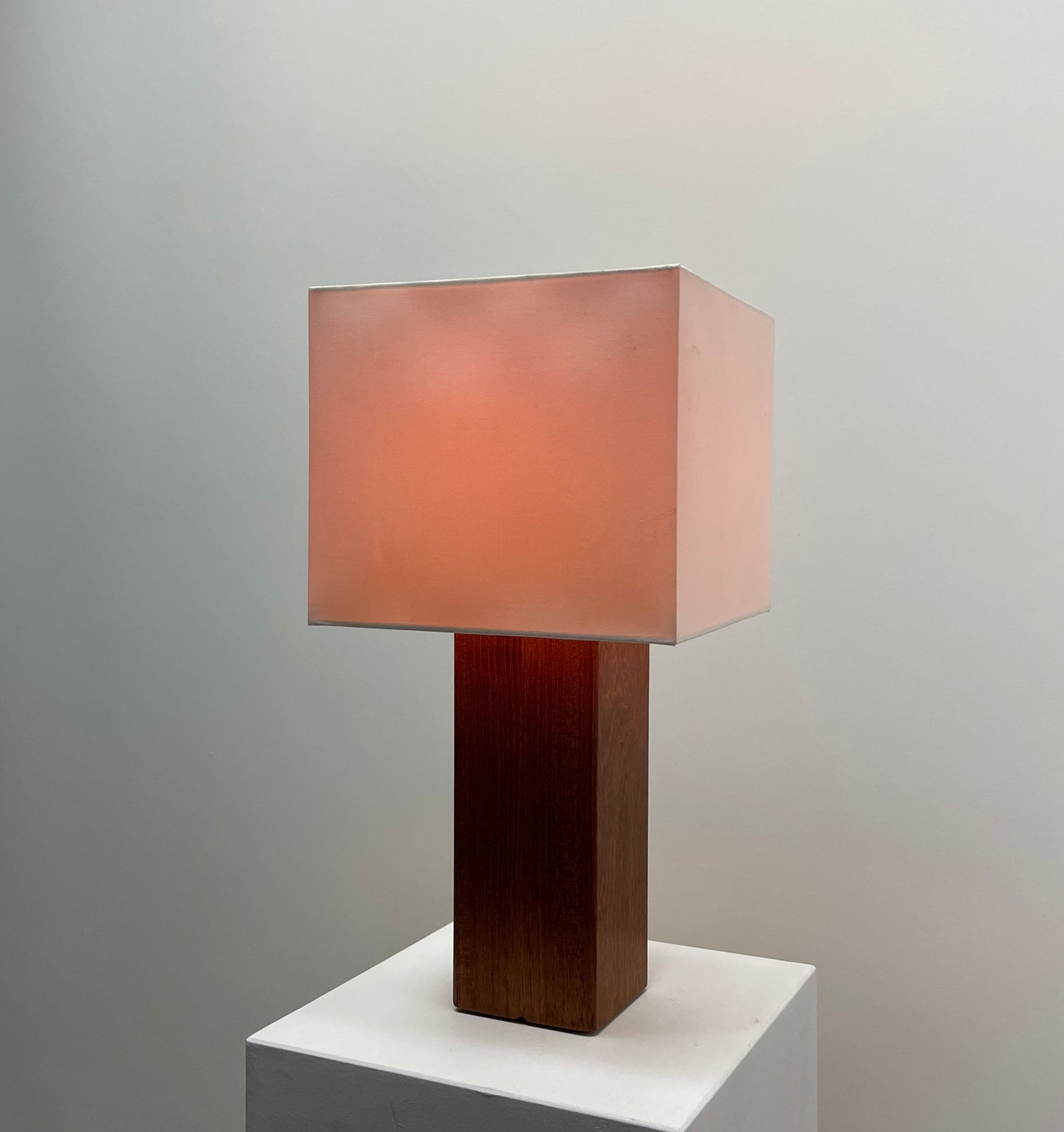 Danish square wooden table lamp from 1960