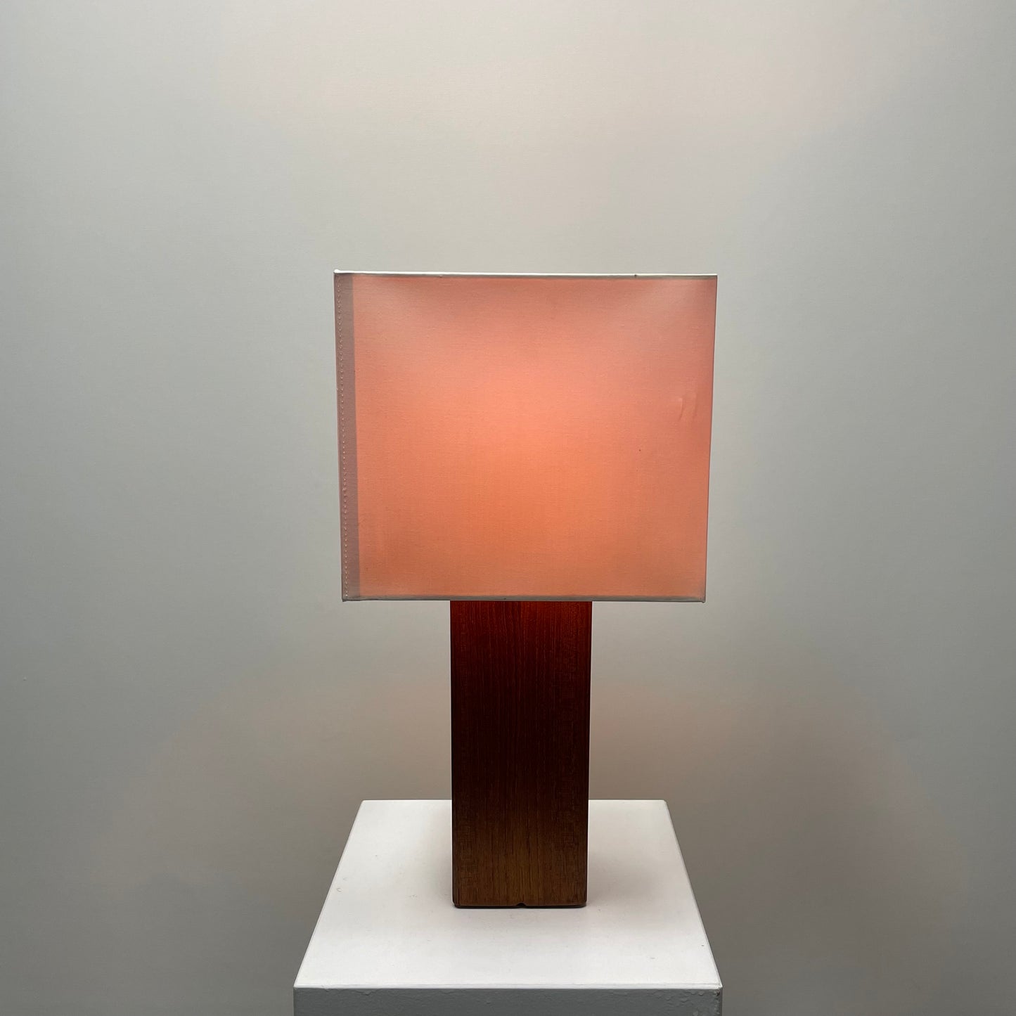 Danish square wooden table lamp from 1960