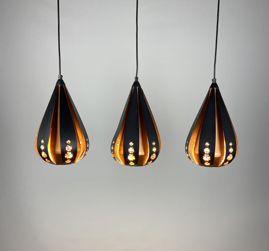 Set of 3 Droplet pendant light by Werner Schou for Coronell Electrical Denmark 1960