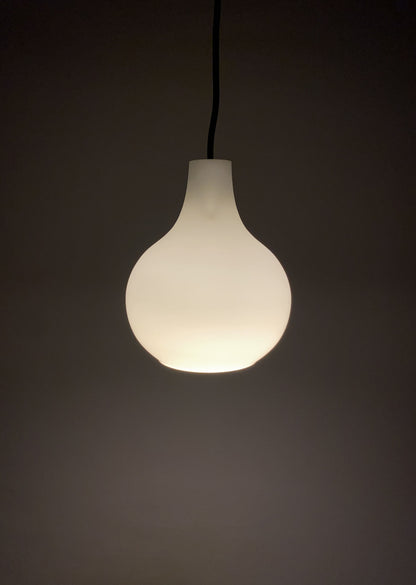 1 of 2 Droplet shaped white glass pendant light by Peill and Putzler 1960
