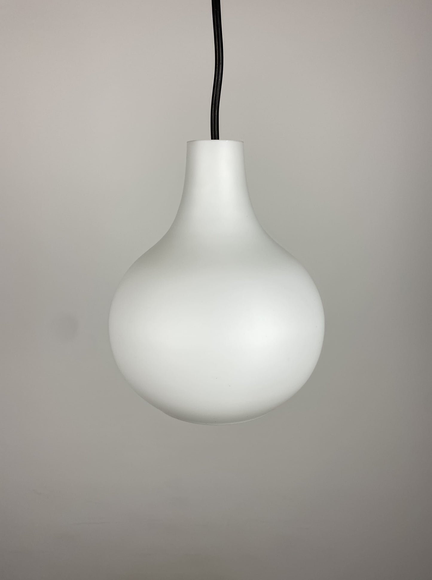 Droplet shaped white glass pendant light by Peill and Putzler 1960