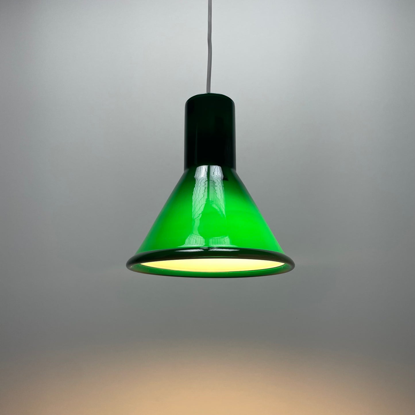 Danish pendant light
Green Danish pendant light
Michael Bang Holmegaard
P & T MINI pendant light
P & T PENDEL lamp
1972 vintage pendant light
Holmegaard glass lighting
Mouth-blown glass pendant
Opaline glass pendant light
Vintage Danish design lamp