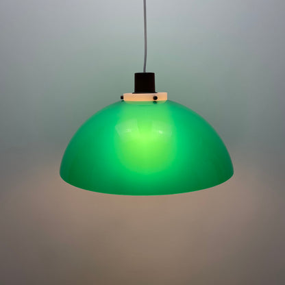 Green mushroom pendant light by Uno & Östen Kristiansson for LUXUS, Sweden 1960