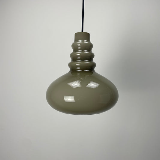 Vintage grey glass pendant lamp by Peill & Putzler, 1960s German mid-century modern lighting with rare smoked glass shade