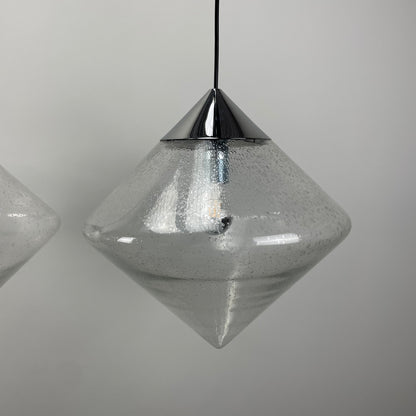 Pair of glass diamond shaped pendant lights B1216.0000 by RAAK , 1970