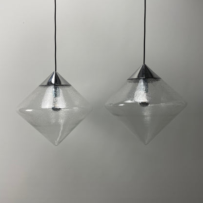 Pair of glass diamond shaped pendant lights B1216.0000 by RAAK , 1970