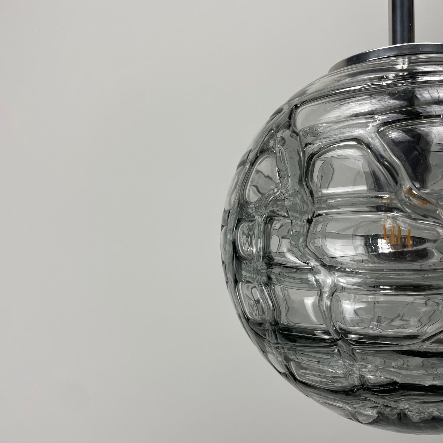 Smoked glass globe pendant light by Doria Leuchten 1970