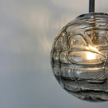 Smoked glass globe pendant light by Doria Leuchten 1970