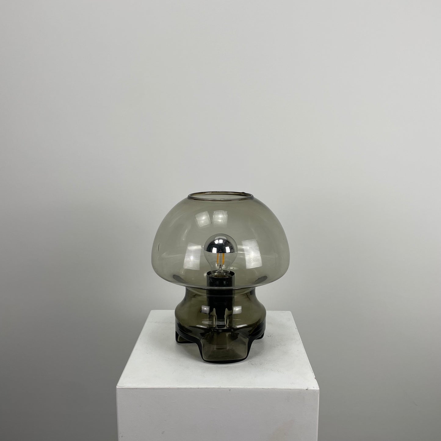 Smoked glass table lamp from Germany 1970