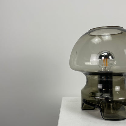 Smoked glass table lamp from Germany 1970