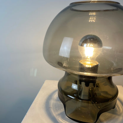 Smoked glass table lamp from Germany 1970