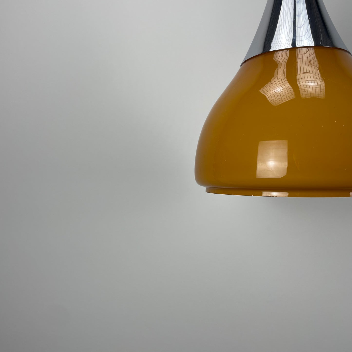 Tulip shaped caramel glass pendant lights by Doria Leuchten 1970