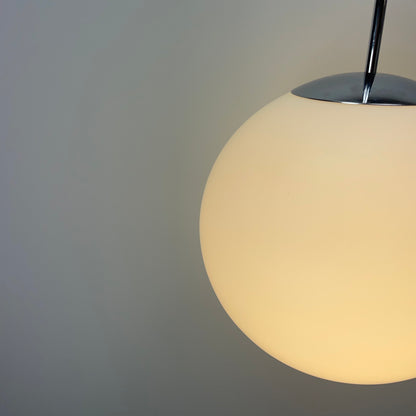 1 of 2 Frosted white glass globe XL pendant light from Glashütte Limburg 1970