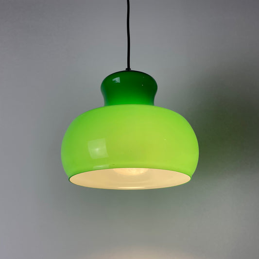 Opaline green glass pendant light from Germany 1970