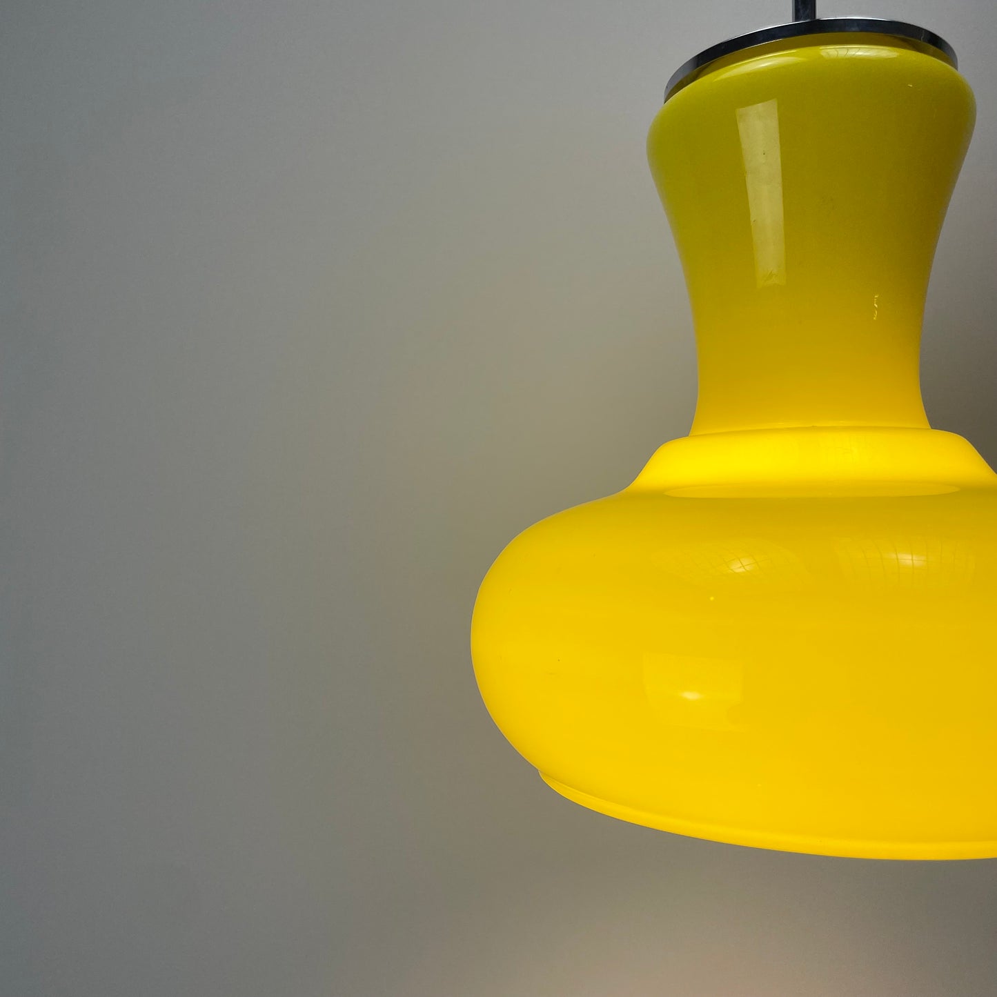 Opaline neon yellow glass pendant light by Honsel Leuchten 1970