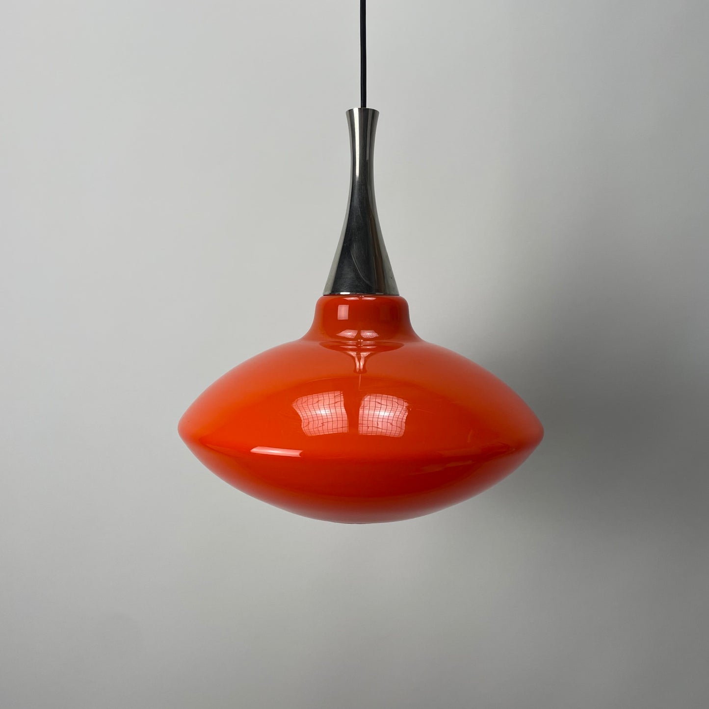 Orange glass UFO shaped pendant light 1970