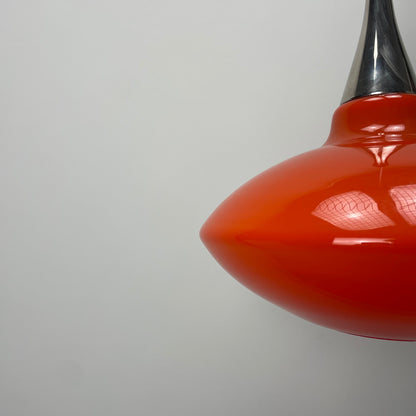 Orange glass UFO shaped pendant light 1970