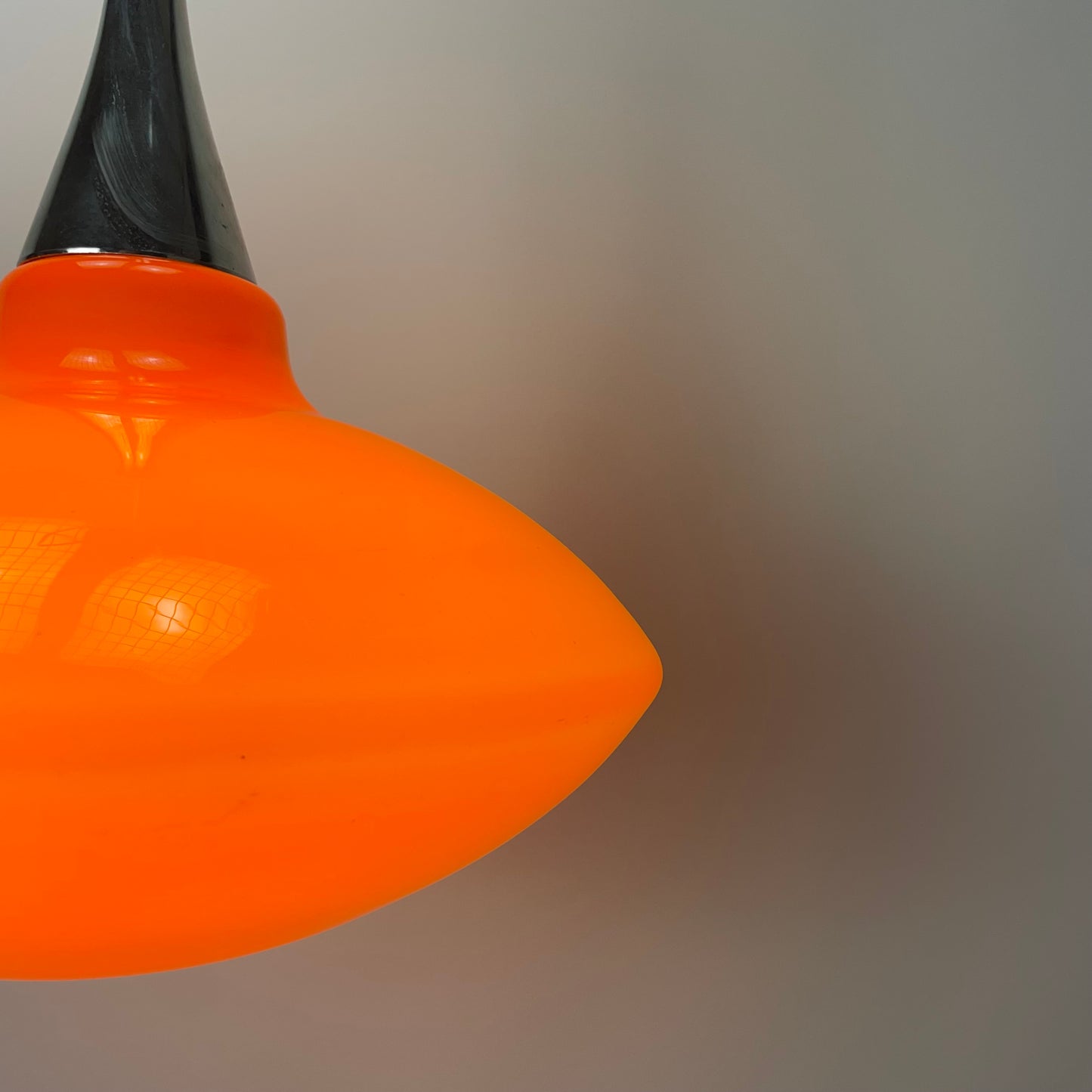 Orange glass UFO shaped pendant light 1970