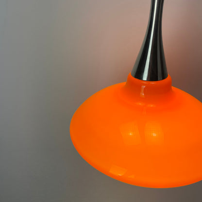 Orange glass UFO shaped pendant light 1970