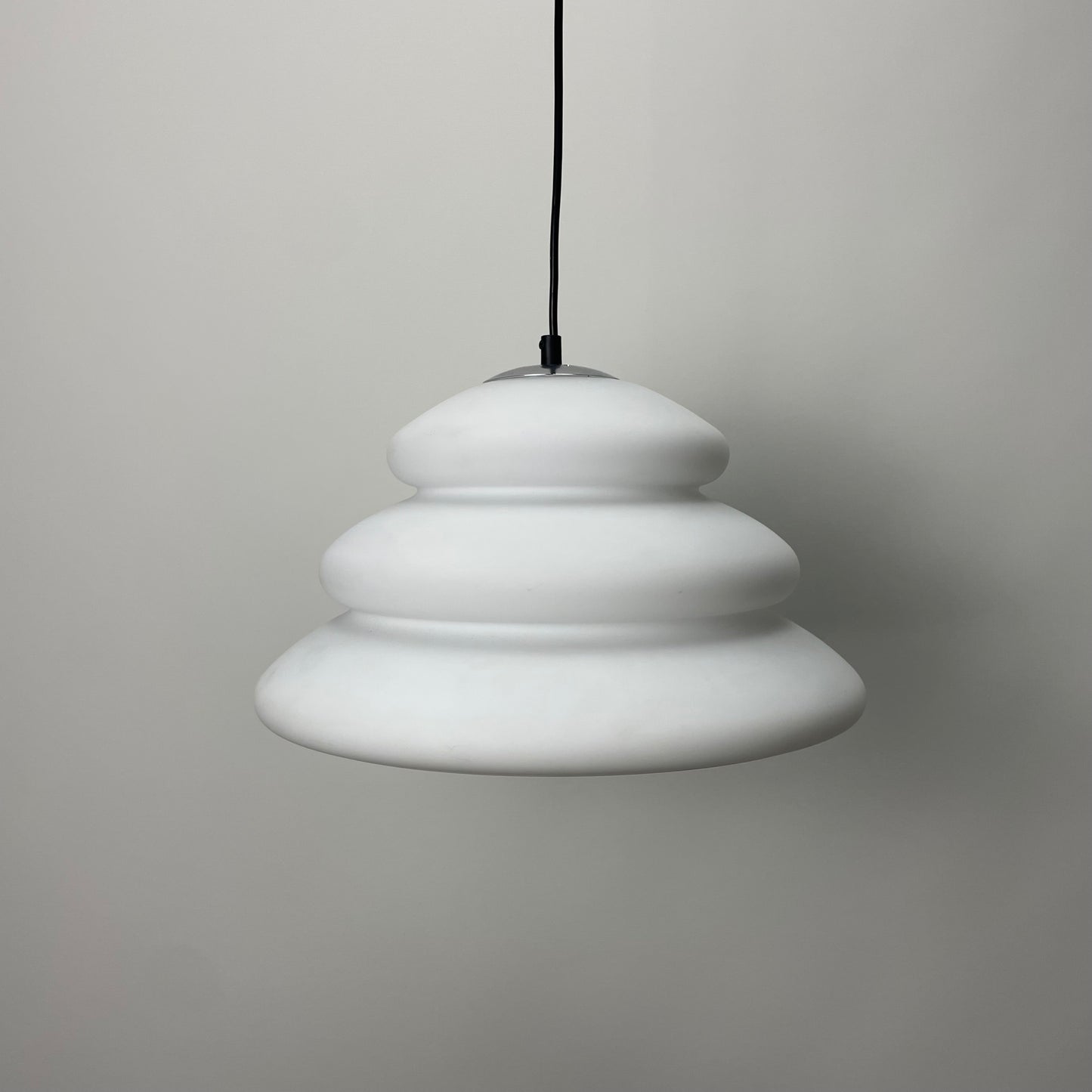 Frosted white glass pendant light by Peill and Putzler 1960