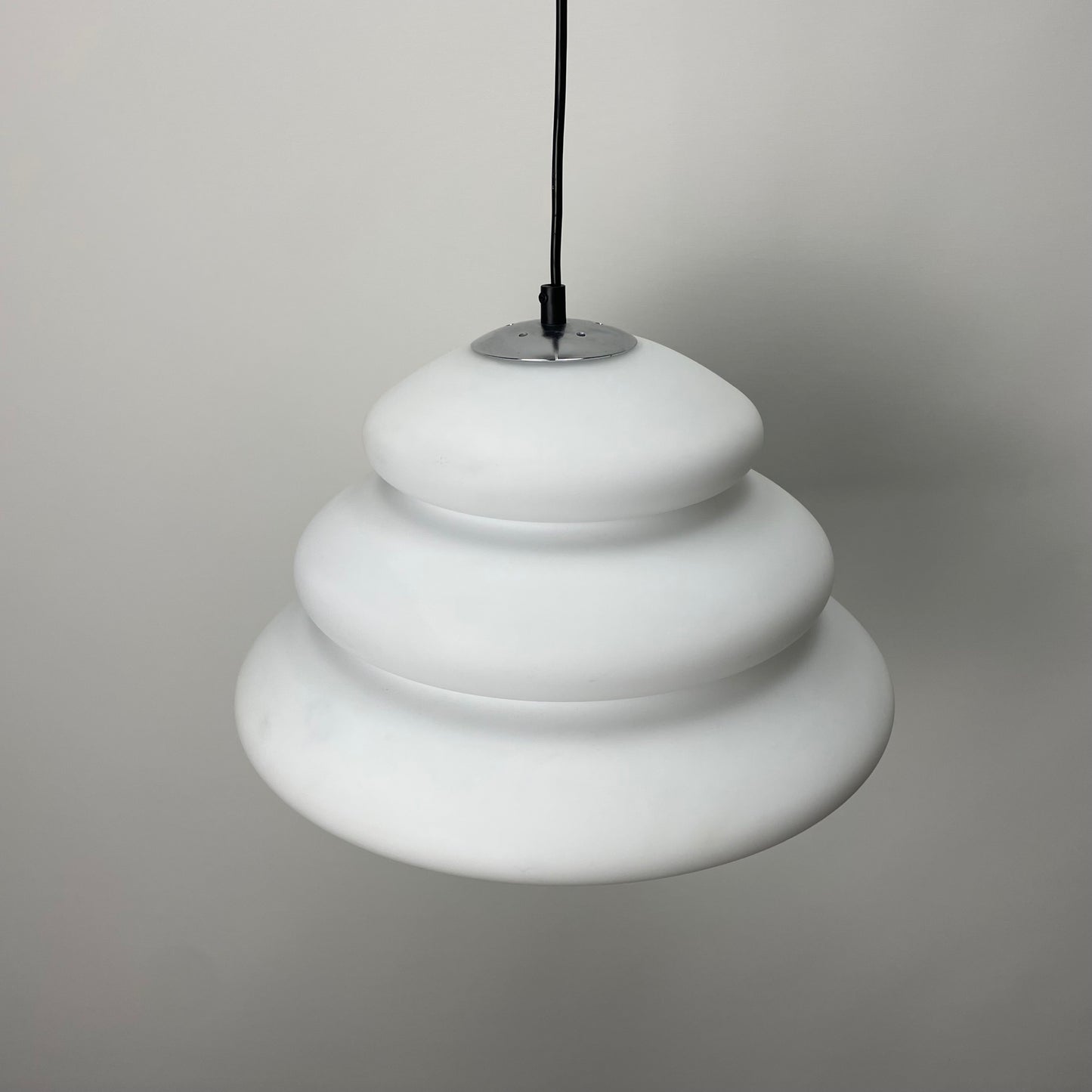 Frosted white glass pendant light by Peill and Putzler 1960