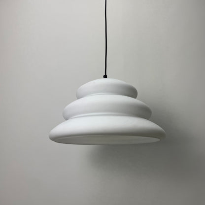 Frosted white glass pendant light by Peill and Putzler 1960