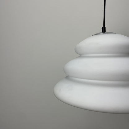 Frosted white glass pendant light by Peill and Putzler 1960