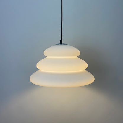 Frosted white glass pendant light by Peill and Putzler 1960