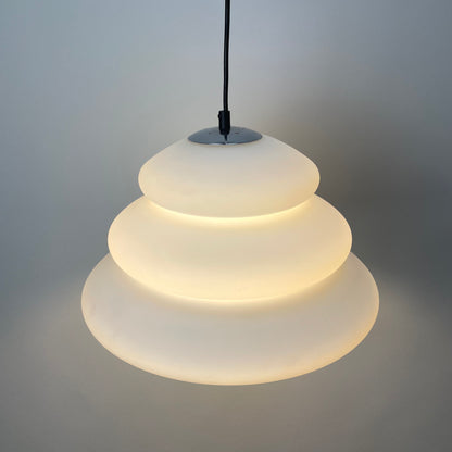 Frosted white glass pendant light by Peill and Putzler 1960