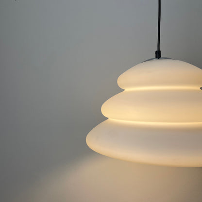 Frosted white glass pendant light by Peill and Putzler 1960