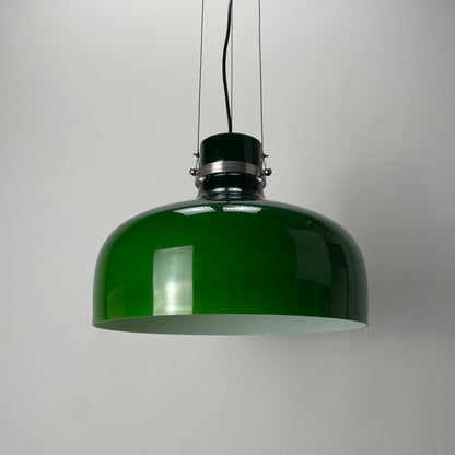 Opaline green glass pendant lamp XL by Holmegaard, Denmark 1960