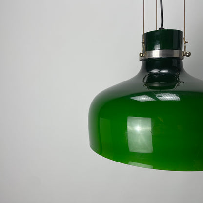 Opaline green glass pendant lamp XL by Holmegaard, Denmark 1960