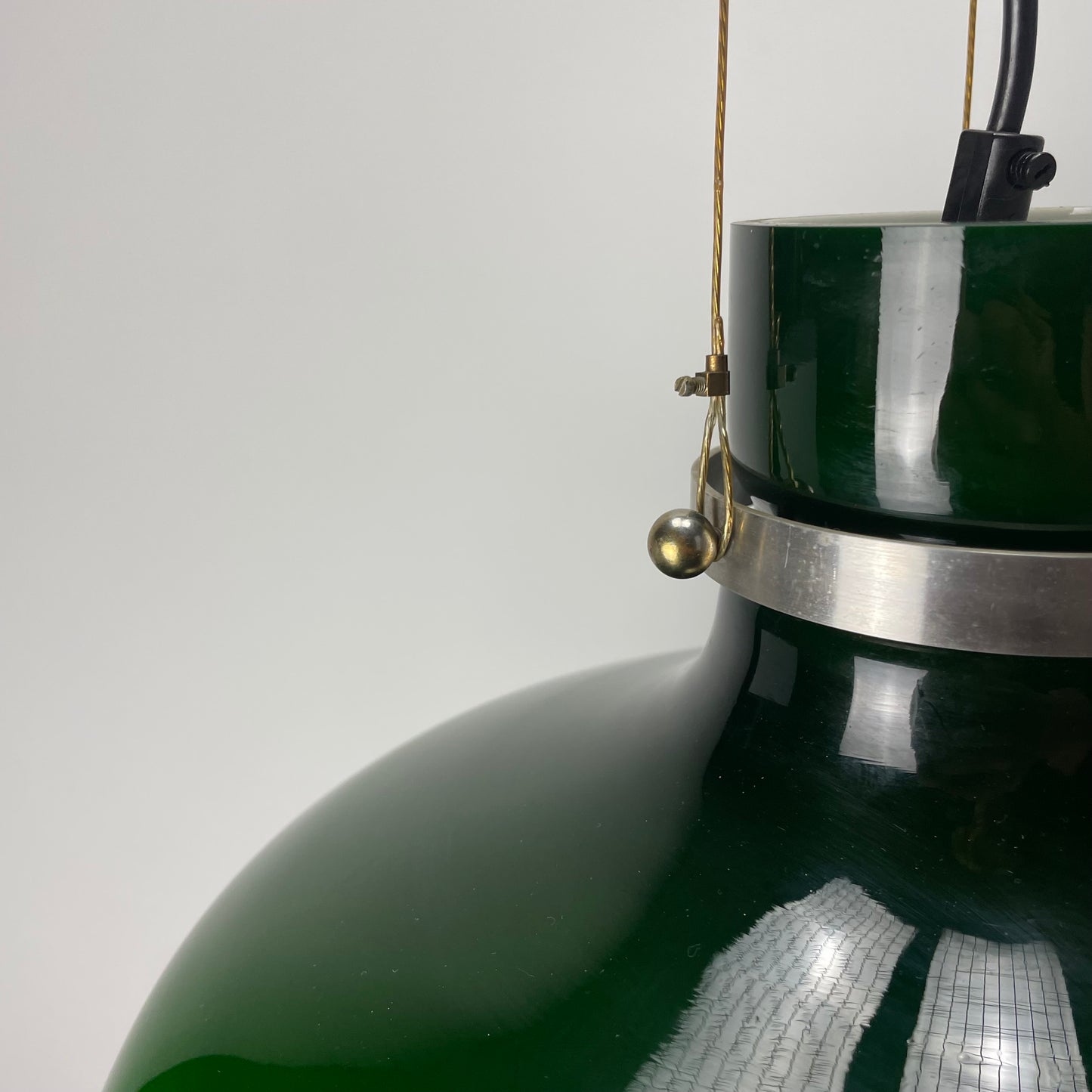 Opaline green glass pendant lamp XL by Holmegaard, Denmark 1960