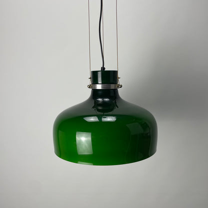 Opaline green glass pendant lamp XL by Holmegaard, Denmark 1960