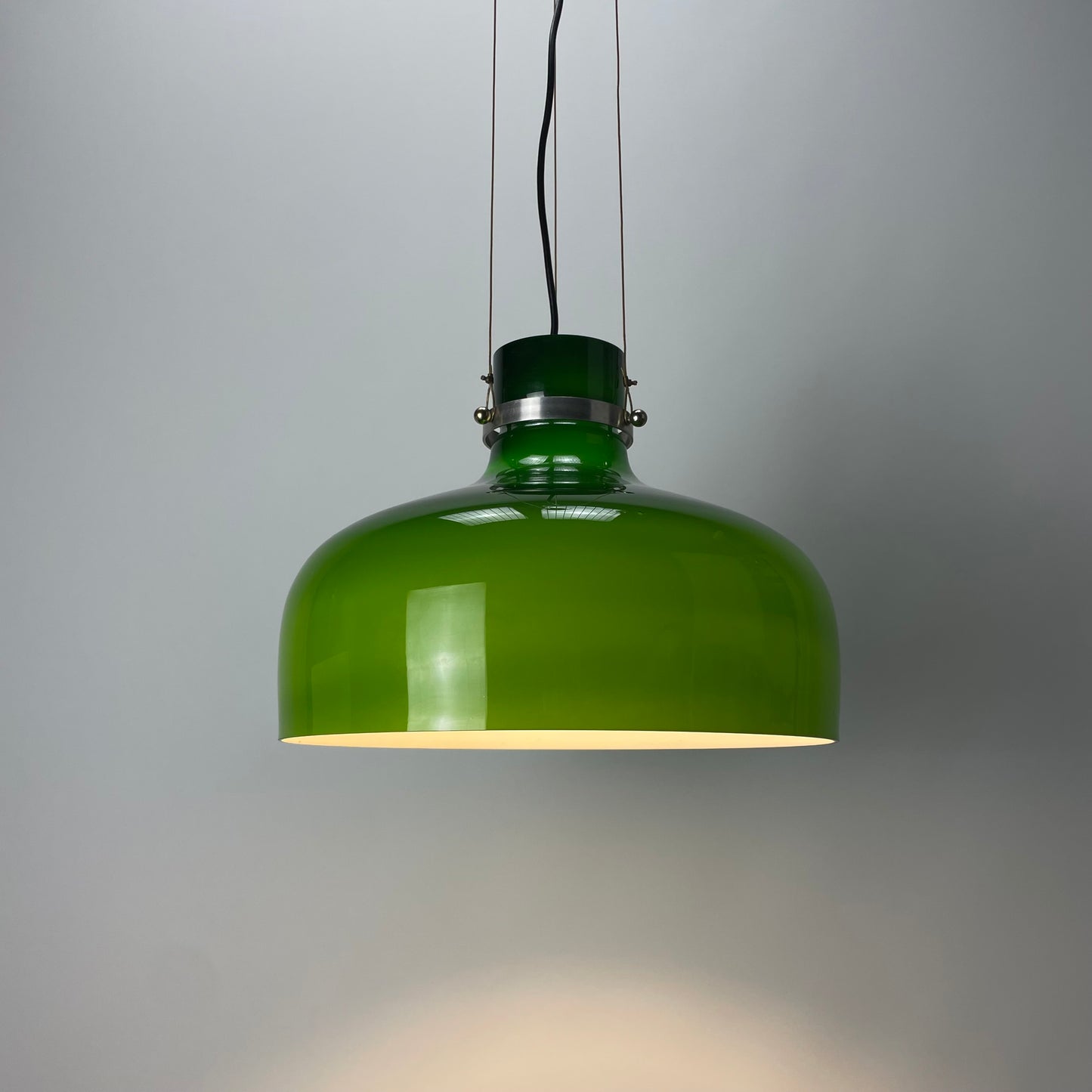 Opaline green glass pendant lamp XL by Holmegaard, Denmark 1960