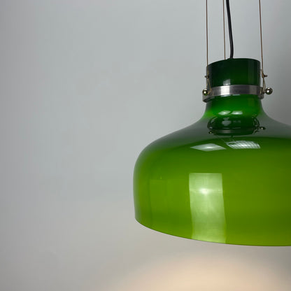 Opaline green glass pendant lamp XL by Holmegaard, Denmark 1960