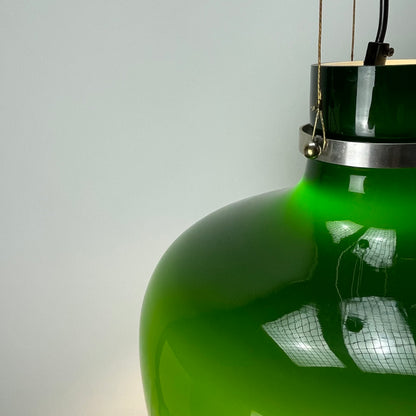 Opaline green glass pendant lamp XL by Holmegaard, Denmark 1960