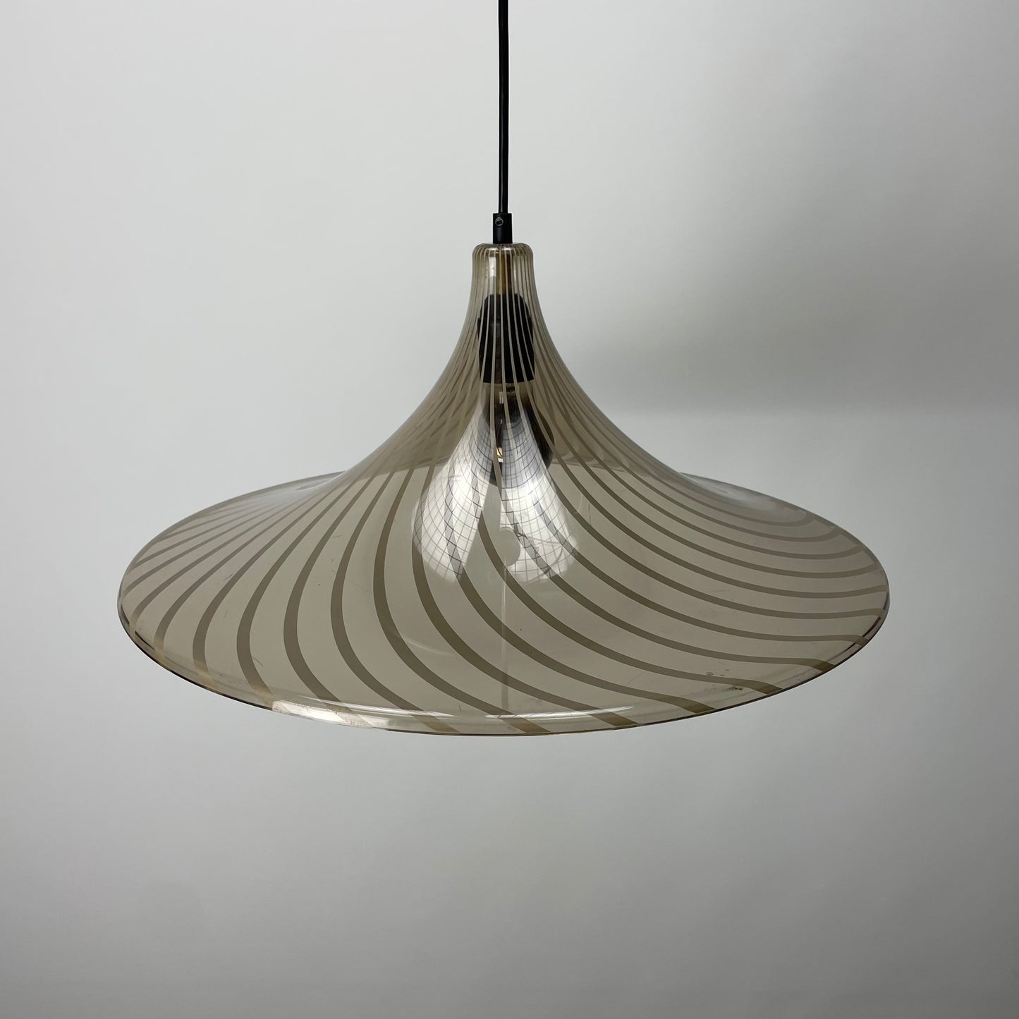 Plexiglass witchhat swirl pendant lamp from Germany 1970