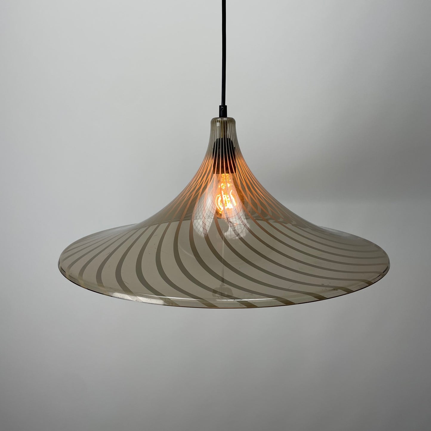 Plexiglass witchhat swirl pendant lamp from Germany 1970